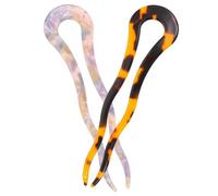 MUCKLILY 2pcs French Pins U Shaped Hair Pins Acetate Sheet Material Assorted Color Do Not Catch Do Not Snag Hair Styling Clips French Style Fashion All-match for Women Teen Girls