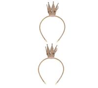 MUCKLILY 2pcs Gold Crown Headbands for Birthday Party, Queen Tiara Hairband with Hollow Heart Design, ’s Birthday Headwear and Christmas Hair Hoop Accessories
