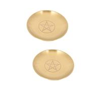 MUCKLILY 2pcs Gold Finish Decorative Tray Tarot Card Holder Metal Candles Storage Plate