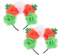MUCKLILY 2pcs Green St Patricks Day Fabric Headband with Shamrock Rose | Lightweight Fit, Vibrant Shine, Easy to Match for Women Daily Wear Festival