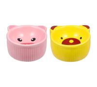 MUCKLILY 2pcs Hamster Feeder Pet Food Holder Easy to Clean No Fading Ceramic Cartoon Shape Creative Adorable Style for Pet Feeding Hamster Hedgehog Assorted style