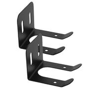 MUCKLILY 2pcs Heavy-Duty Metal Garage Shelving Brackets Wall Mounted Utility Rack with Hooks for Garden Tool Holder and String Trimmer Hanger, Black Wall Hook for Garage Storage