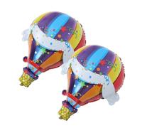 MUCKLILY 2pcs Hot Air Balloon Foil Decorations for World Travel Themed Birthday and Wedding Parties Stylish Party Ornaments Whimsical Decor for Memorable Celebrations