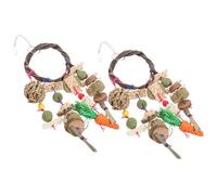 MUCKLILY 2pcs Interesting Bunny Funny Rabbits Chew Teeth Grinding Sturdy Wood Pet Cage Hanging for Hamsters and Guinea Pigs Family and Friends Raising Rabbits