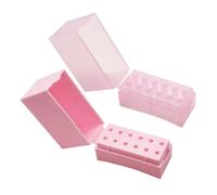 MUCKLILY 2pcs Manicure Drill Case Nail Drill Bits Storage Holder 12-hole Compact Folding Grinding Head Organizer Box for Nail Salon and Home Use, Pink