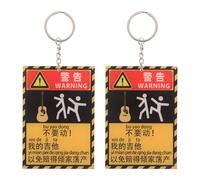 MUCKLILY 2pcs Mini Guitar Keychain Set - Musical Instrument Keyrings Don't Touch My Guitar Warning - Music Accessories for Musicians and Music Lovers, Car Keychain Charm
