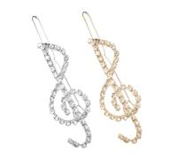 MUCKLILY 2pcs Music Note Hair Clips with Sparkling Rhinestones Flexible Elegant Barrettes for Women Suitable for Thick Thin Hair Festive and Daily Glamour