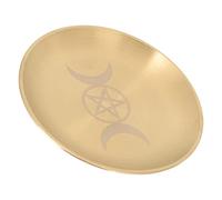 MUCKLILY 2pcs Pentagram Altar Tray Decorative Metal Plate for Candle Holders Elegant Ceremony Storage Dish Unique Patterns for Home Temple Decoration Religious Offerings