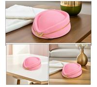 MUCKLILY 2pcs Pink Woolen Flight Attendant Hat Women’s Stewardess Costume Cap 1940s Air Hostess Uniform Accessory for Stage Show Themed Party Cosplay