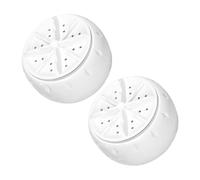 MUCKLILY 2pcs Portable Mini Washing Machine for Underwear and Socks, Compact Turbine Washer with Suction Cup, Plastic Automatic Countertop Washer for Rv, Dormitory, Home, and Travel Use