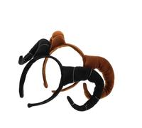 MUCKLILY 2pcs Realistic Plush Antelope Horn Headband Black Coffee Sheep Horn Hair Hoop for Adults Halloween Cosplay Animal Costume Accessories Party Essential