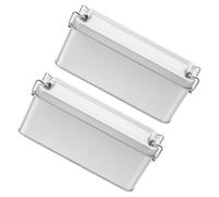 MUCKLILY 2pcs Rectangular Biscuit Candy Tin with Lid and Secure Clasp, Box | Silver Tinplate Metal Container, Airtight Water-resistant Seal, Suitable for Pineapple Cakes, Tea Bags, Pantry Storage