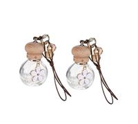 MUCKLILY 2pcs Refillable Car Essential Oil Diffuser Bottles Hanging Glass Perfume Pendants Stylish Air Fresheners for Vehicle Interior Decoration and Aroma Therapy