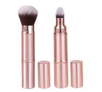 MUCKLILY 2pcs Retractable Dual-ended Makeup Brush Portable Blush and Foundation Brush for Travel Compact Design Cover for Routine