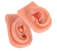 MUCKLILY 2pcs Silicone Ear Models for Piercing Practice Realistic Human Ear Simulation with Skin Texture for Student Training and Professional Teaching Deep Skin Tone Left Right