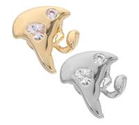 MUCKLILY 2pcs Sparkly Rhinestone Heart Tooth Grill Caps Gold Silver for Men Women Comfortable Bling Hip Hop Jewelry Teeth Accessories for Cosplay Party