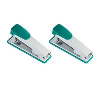 MUCKLILY 2pcs Staplers Office Home Stapler Desktop Book Binding Tool Standard 24/6 Size Hardly Jams Staples Smooth Internal Track Modern Simple Design for Office Desk Random Color