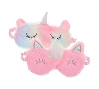 MUCKLILY 2pcs Unicorn Sleep Mask Soft Plush Eye Cover for Boys and Girls Adults Blackout Fun Animal Design Gradual Rainbow for Eyes