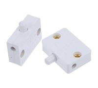 MUCKLILY 2pcs White Cabinet Door Switch Button, Mechanical Wardrobe Door Activated Light Switch for Closet and Pantry, Automatic On/Off for Cabinet Lights