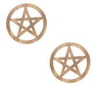 MUCKLILY 2pcs Wooden Altar Pentacle Tile for Rituals Carved Sacrificial Tray and Home Decor Sacred Space Ornament for Wiccan and Spiritual Use