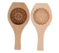 MUCKLILY 2Pcs Wooden Moon Cake Molds Reusable Baking Supplies for Home Kitchen Easy to Clean Mooncake Press for DIY Pastry for Family Parties and Giving
