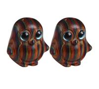 MUCKLILY 2pcs Wooden Penguin DIY Charm for Keychain and Bag Pendant Coffee | Retro Style, Small Size, Light Wood Craft Piece, Individual Creativity, Two-piece Set for Hanging Decor
