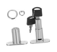 MUCKLILY 2pcs Zinc Alloy Cabinet Lock with Push Plunger Easy to Install Drawer Lock for Wardrobe and Showcase Keyed Different Sturdy Silver Metal