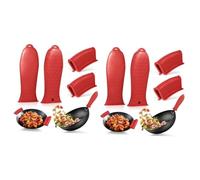 MUCKLILY 2sets Cookware Handle Sleeves Hot Pot Handle Covers Silicone Utensil Skillet Grips Easy Storage