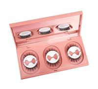 MUCKLILY 3 Pairs Self Adhesive Eyelashes Lightweight Natural Look Fake Lashes for Easy Makeup Application Comfortable Reusable Lash Strips for Beginners and Daily Eye Beauty