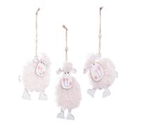 MUCKLILY 3 Pcs Felt Lamb Hanging Ornaments Set, Easter Decoration Home Pendant, Soft Wool-like Lamb Ornament for Spring Festival and Office Hanging Decor