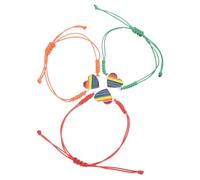 MUCKLILY 3pcs Adjustable Rainbow Woven Friendship Bracelets with Heart Braided Rope Wristbands Symbolizing Equality and Inclusivity Handcrafted Wrist Decoration for Lgbtq Pride and Daily