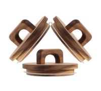 MUCKLILY 3Pcs Airtight Wooden Jar Lids with Silicone Seal Ring, Wide Mouth Acacia Wood Storage Jar Covers with Handle for Glass Containers, Dustproof Replacement Canister Lids, 100X100X50Mm