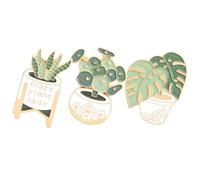 MUCKLILY 3pcs Cartoon Succulent Brooch Potted Plant Brooch Alloy Plant Clothing Accessories for Party Dressing
