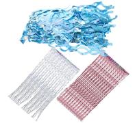 MUCKLILY 3pcs Colorful Fringe Curtain Backdrop with Tassels, Metallic Silver Rose Gold Light Blue Streamer Decorations for Birthday Party Door and Wall Background
