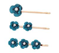 MUCKLILY 3pcs Decorative Flower Hair Clips Set Rose Hair Pins with Pearl for Weddings Prom Parties Elegant Accessories for Women for Bridal