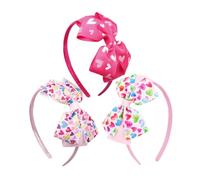 MUCKLILY 3Pcs Headbands Set with Heart and Bow Design, Ribbed Fabric Costume Headbands for, Valentines Day Hair Accessories for Parties and Daily Wear