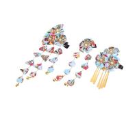 MUCKLILY 3pcs Japanese Tassel Hair Clips Lightweight Flower Barrette Traditional Kimono Accessories for Women Comfortable Cultural Expression