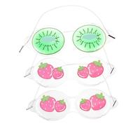 MUCKLILY 3pcs Kids Cooling Eye Masks Fruit Cold Compress Eye Patch for Children Cucumber Series Reusable Breathable Gel Masks for Sleep and Protection Random Style