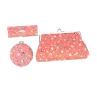 MUCKLILY 3pcs Makeup Bag Set with Lipstick Case and Double Mirror Floral Cosmetic Organizer Purse for Women Portable Clutch Wallet and Coin Change Purse Multifunctional Storage Box for