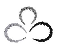 MUCKLILY 3pcs Mesh Slip Headband Teeth for Women in Deep Gray Black and Light Gray for Face Wash and Hair Styling