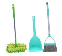 MUCKLILY 3pcs Mini Cleaning Set for Small Broom Dustpan Flat Mop with Non Slip Transparent Handles Lightweight and Sweeping for Indoor and Outdoor Pretend Play
