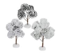 MUCKLILY 3PCS Mini Snowy Christmas Trees with Artificial Snow, Small Desktop Xmas Tree Ornaments for Holiday Tabletop Decoration and Home Office Display