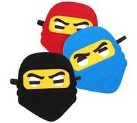 MUCKLILY 3Pcs Ninja Felt Masks with Elastic Band Lightweight Cartoon Cosplay Masks for Halloween Fancy Dress Party Masquerade and Mardi Gras Celebration Red Blue Black