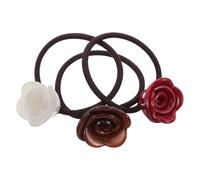 MUCKLILY 3pcs Rose Hair Tie Decorative Elastic Bands No Damage Soft Ropes Hairstyle Accessories for Women Brides Floral Hair Accessories