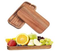 MUCKLILY 3pcs Rustic Wooden Serving Tray Food Platters for Restaurant Dessert Snack Display Decorative Natural Grain Boards