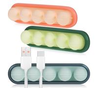 MUCKLILY 3Pcs Silicone Desktop Cable Organizer Set with 4-Slot Cord Keepers in Dark Blue Green and Nude Adhesive Cable Holder Clips for Office and Home
