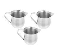 MUCKLILY 3pcs Stainless Steel Milk Jug Milk Frothing Pitchers for Latte Art Espresso Creamer Cups Portable Outdoor Camping Coffee Frother Cups