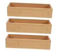 MUCKLILY 3pcs Wooden Drawer Organizer Storage Box for Home Office Kitchen Bathroom Drawer Utensil Holder Bamboo Silverware Tray for Organizing Small Items Desktop Pantry