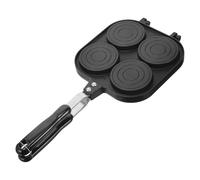 MUCKLILY 4 Hole Egg Frying Pan Aluminium Alloy Black Non Stick | Double sided design, groove cavities stop food rolling, even heating for eggs pancakes burgers, smooth burr free edges