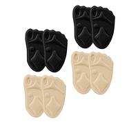 MUCKLILY 4 Pairs High Heel Forefoot Cushion Pads Soft Sponge Insoles with Strong Adhesion Front Palm Pads for Comfortable Walking Includes Black and Nude Colors